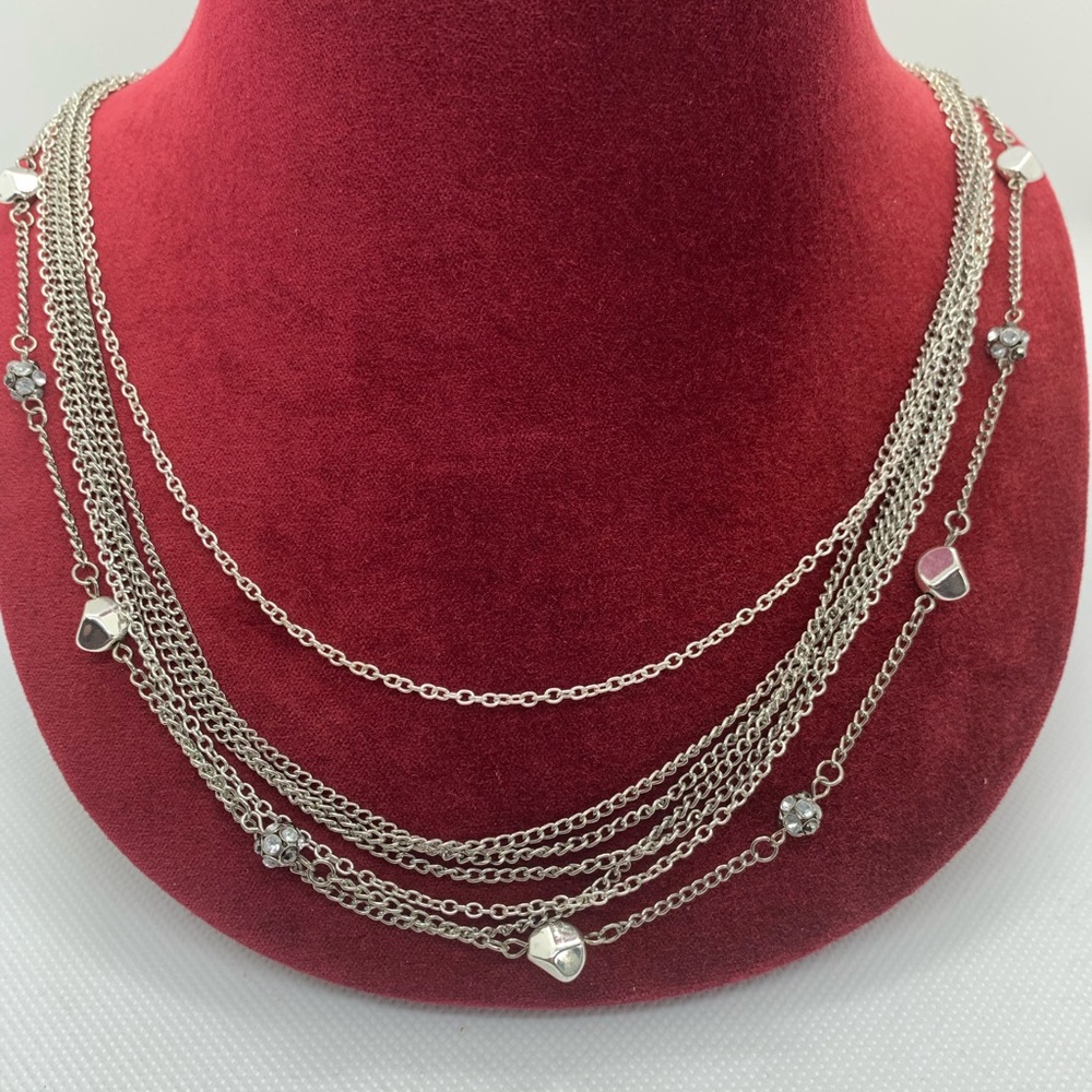 7-Strand Silver Tone Fashion Layered Necklace
